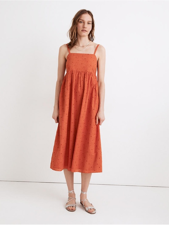 Madewell Dresses & Skirts - Madewell Eyelet Summertime Cami Midi Dress Rusted Clay Orange SM